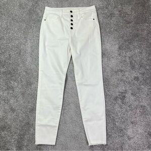Harper Jeans Women's 29 White Skinny High Rise Button Fly Stretch Fray Hem